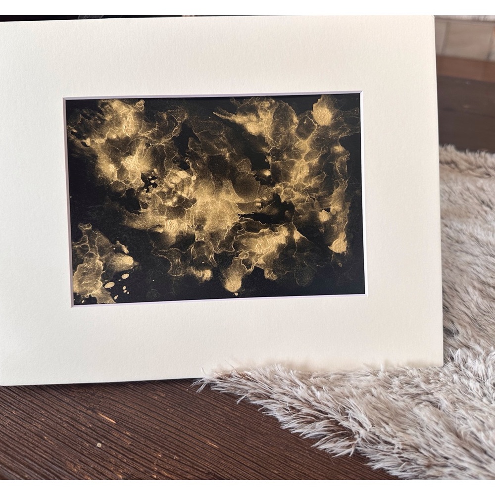 Hand crafted original black and gold abstract alcohol ink wall decor painting
